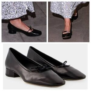 Aeyde Darya Leather Ballet Flats in Black Nappa 8.5